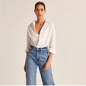 Oversized poplin white button-up shirt Abercrombie size Medium